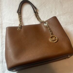 MK Medium Size Leather Shoulder Bag.